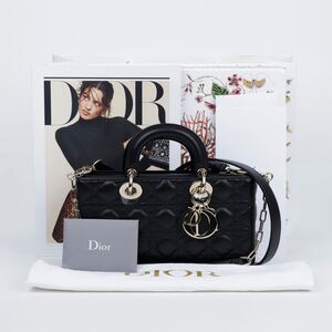 Lady Dior Medium Cannage Lambskin Handbag Black